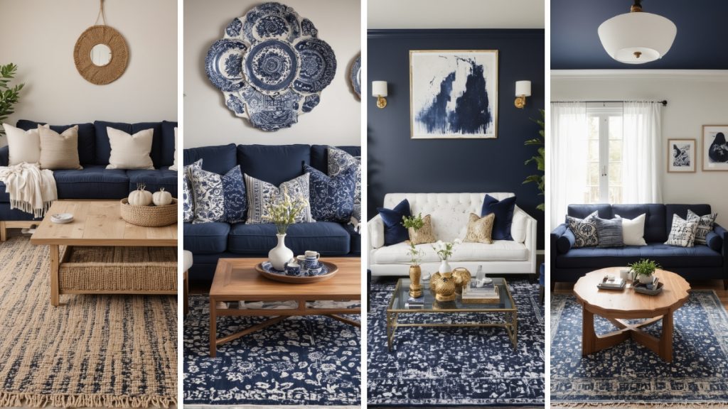 Navy and White Living Room