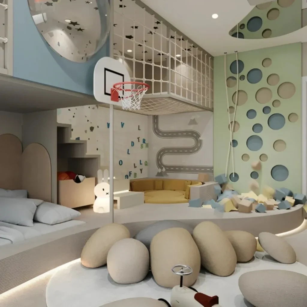  Kids bedroom with basketball hoop and active play features
