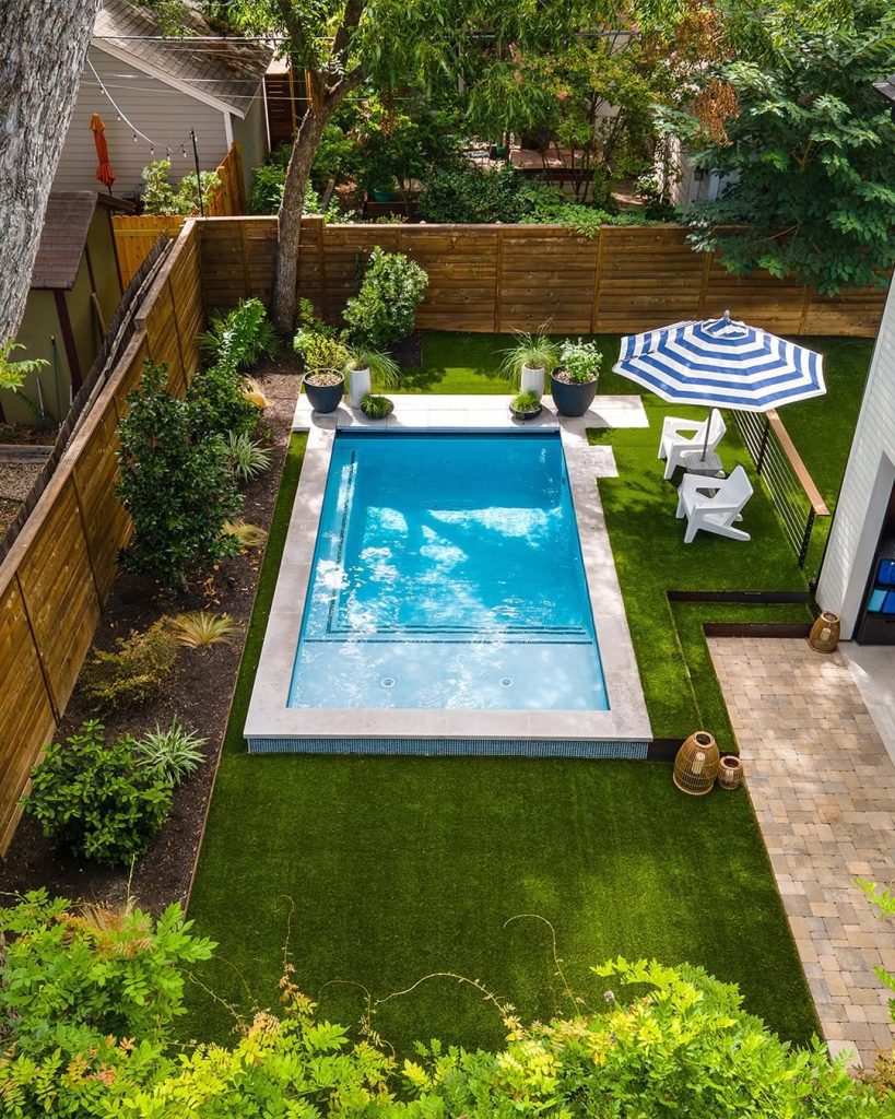 Complete backyard pool and spa with patio and landscaping