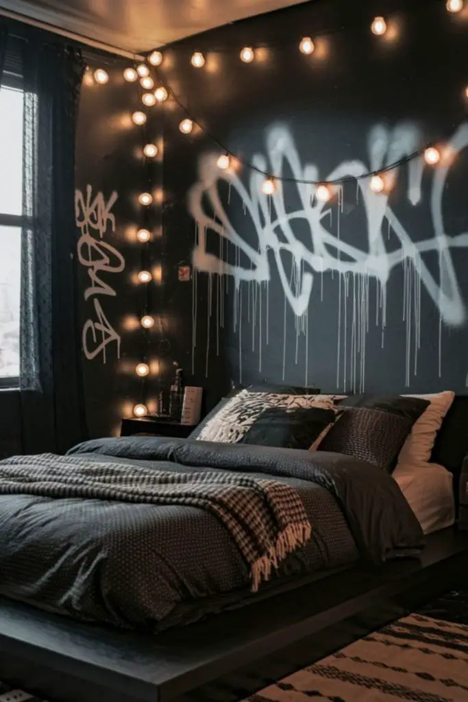 Creative loft with mural art.