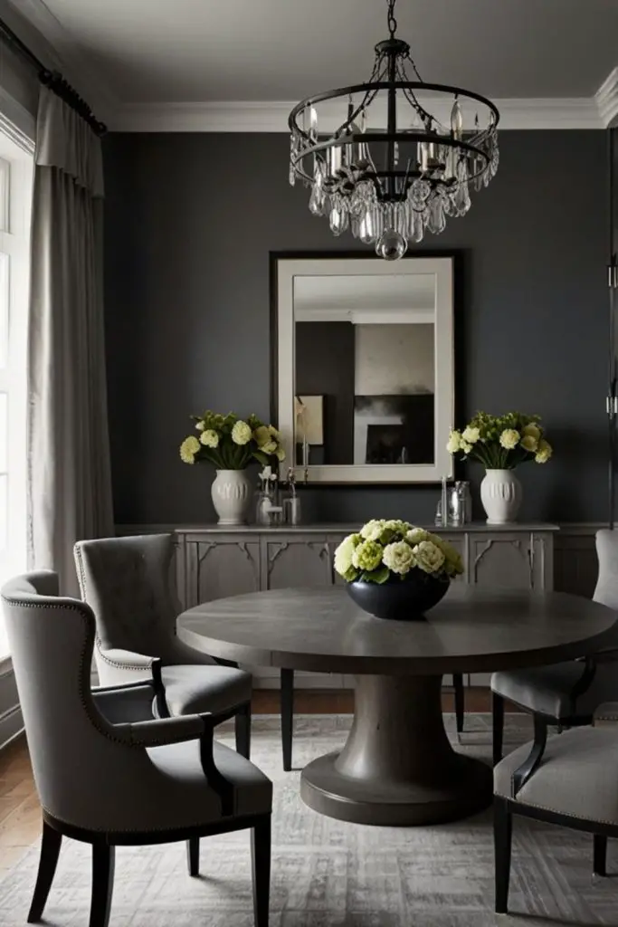 Monochrome gray moody dining area