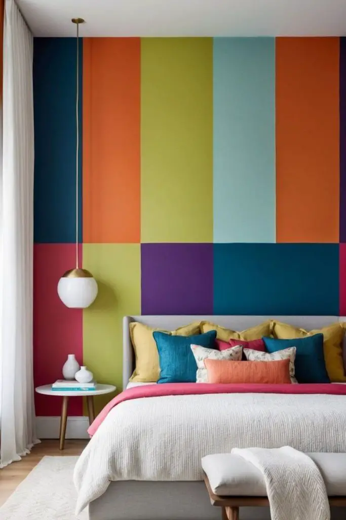 Bold accent wall creating room character