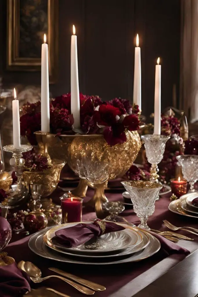 Burgundy and gold majestic fall table