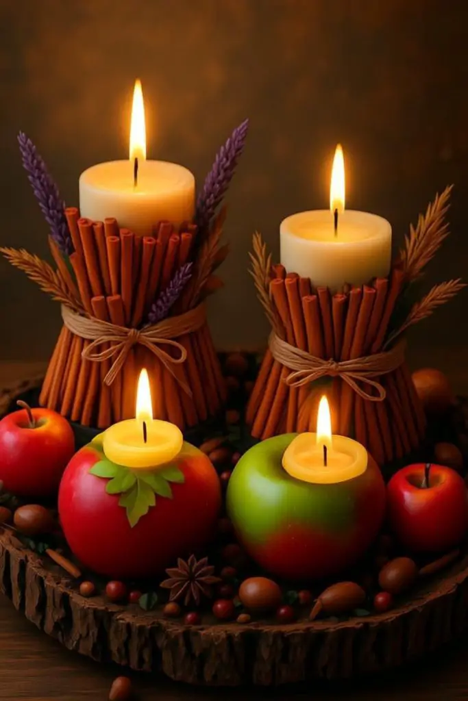 Cinnamon centerpiece spreads cozy autumn fragrance.