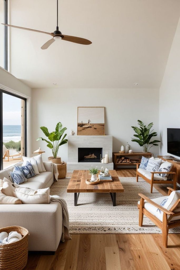 Coastal inspired interior with breezy hues