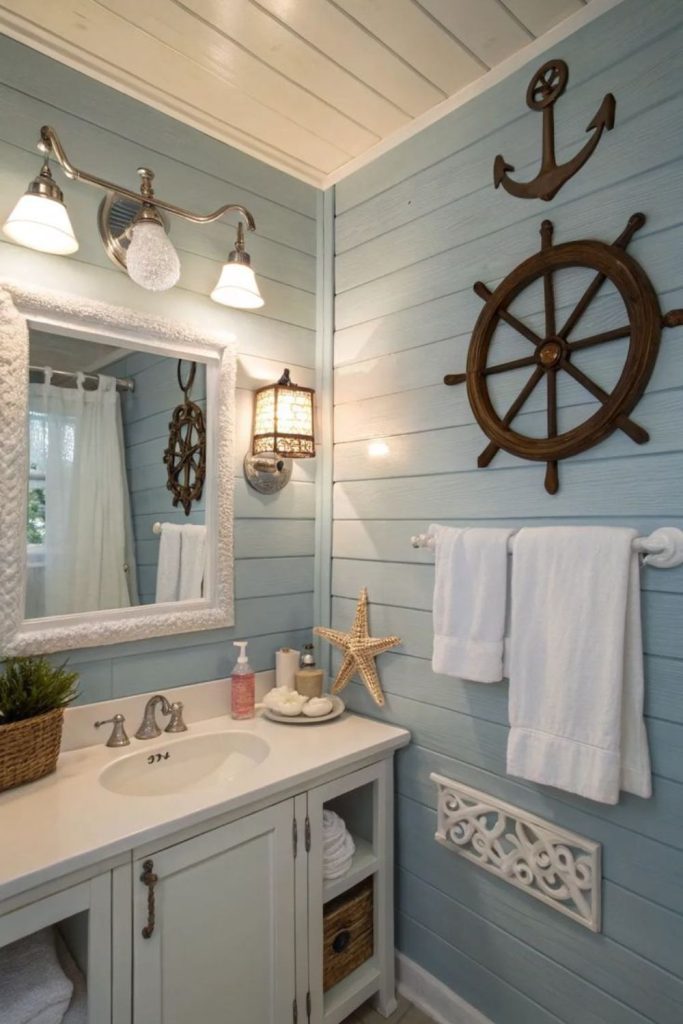 Coastal shiplap wetroom with nautical vibes