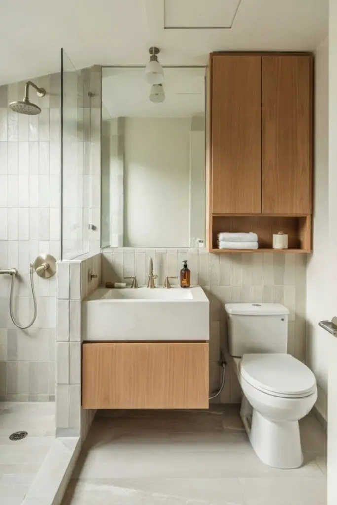 Floating vanity maximizes compact bathroom space