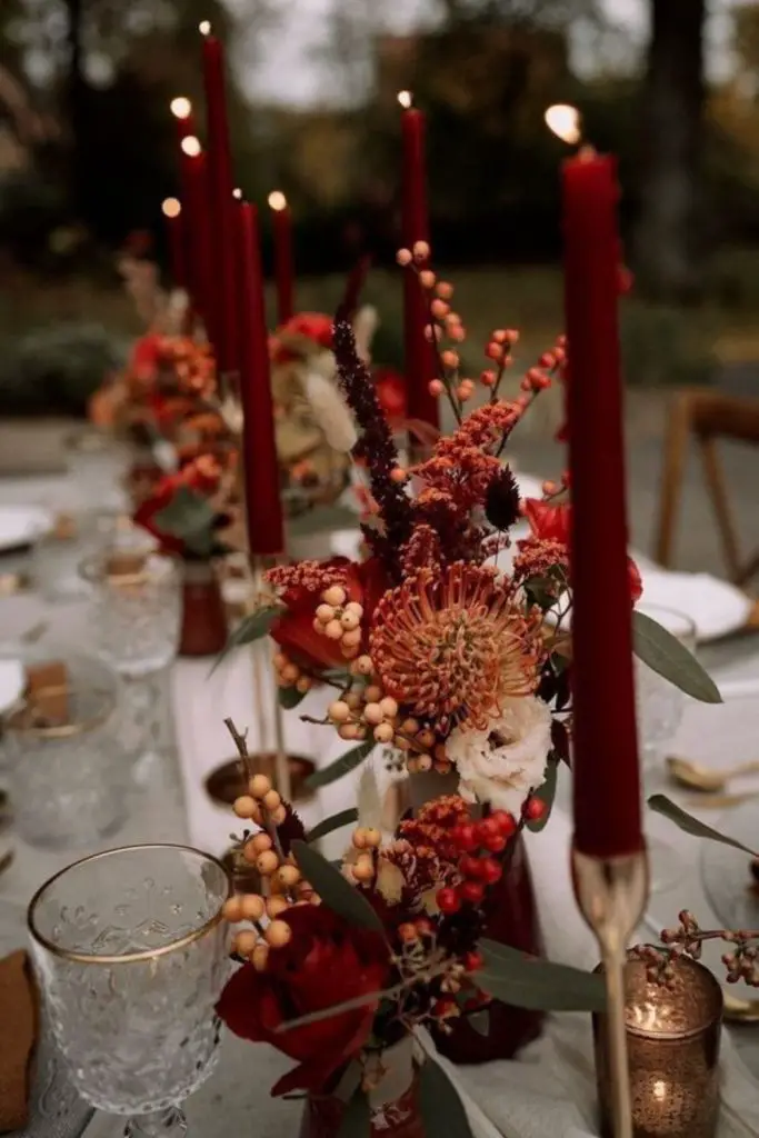 Crimson feast autumn dining table idea