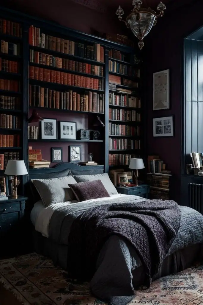 Scholarly moody room with vintage decor.