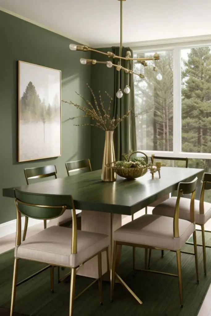 Moss green rustic dining shelter