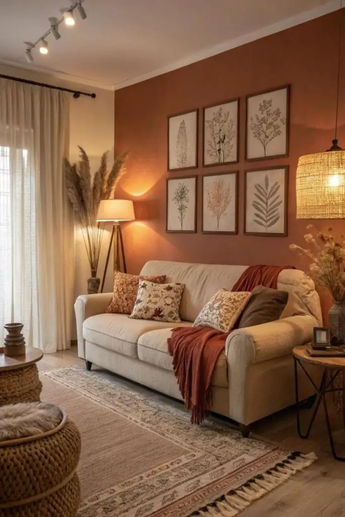 Desert warmth lounge with terracotta walls