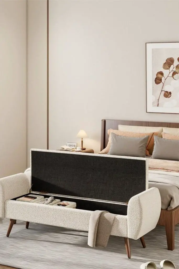 Ottoman with dual seating and storage.