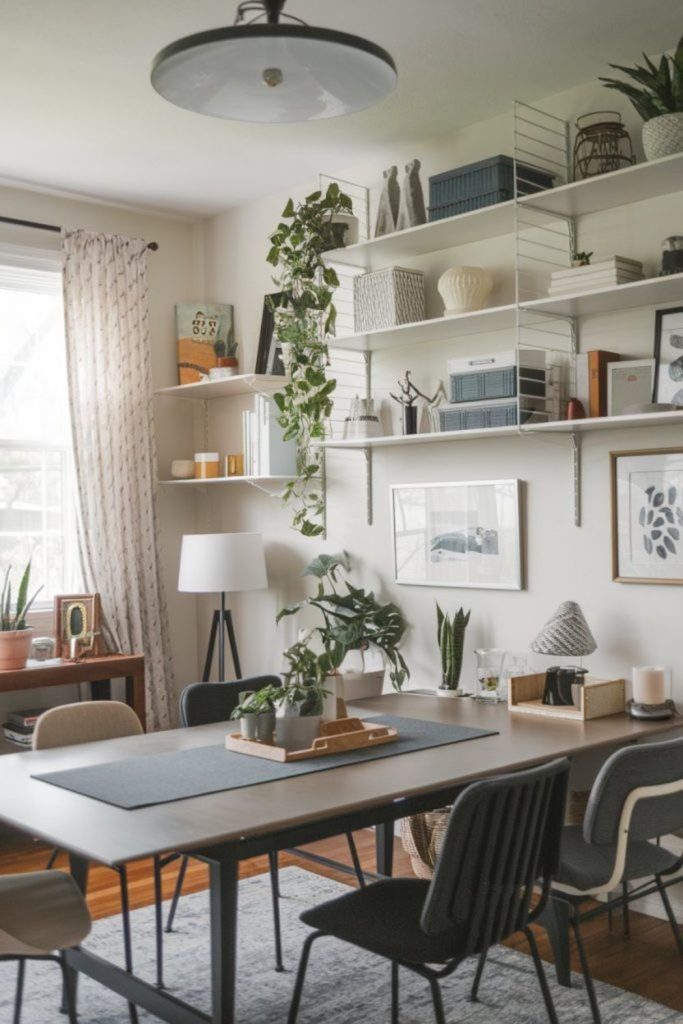 Dining table doubling as small office