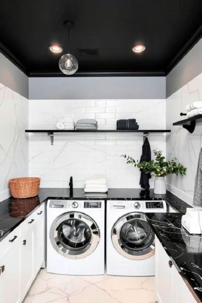 Eclipse black walls with marble counters