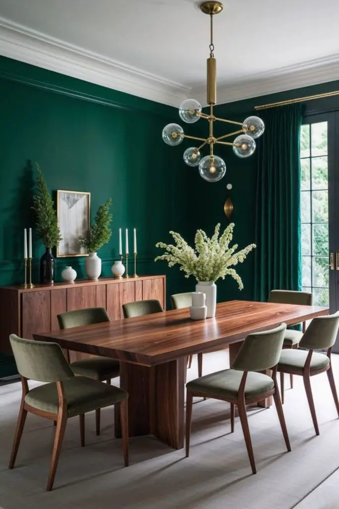 Emerald dark green dining retreat