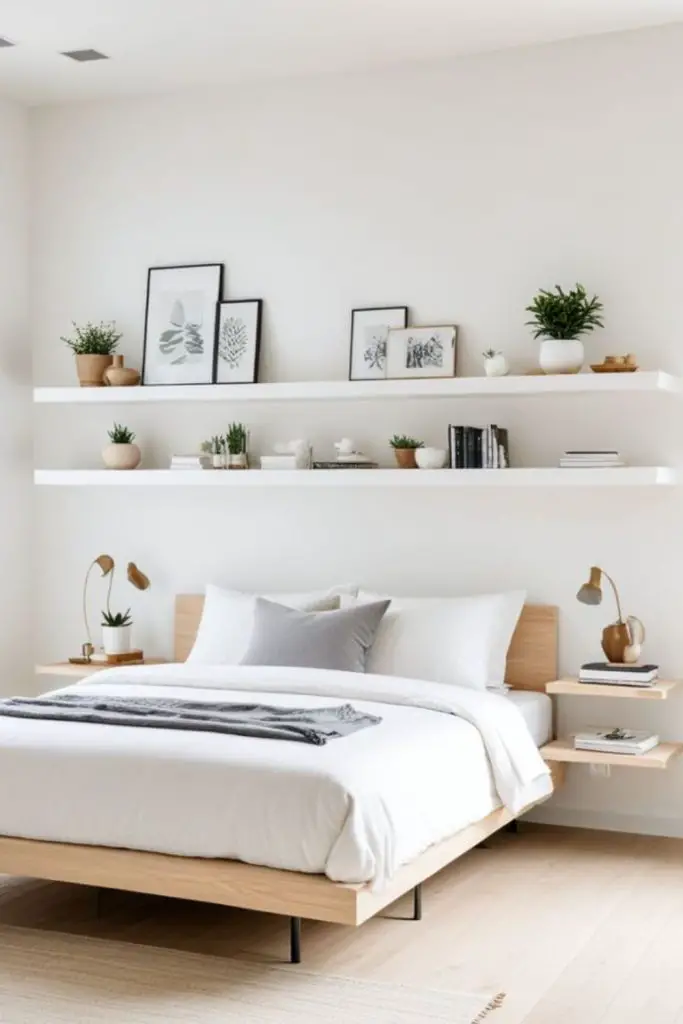 Floating nightstand with clean modern look.