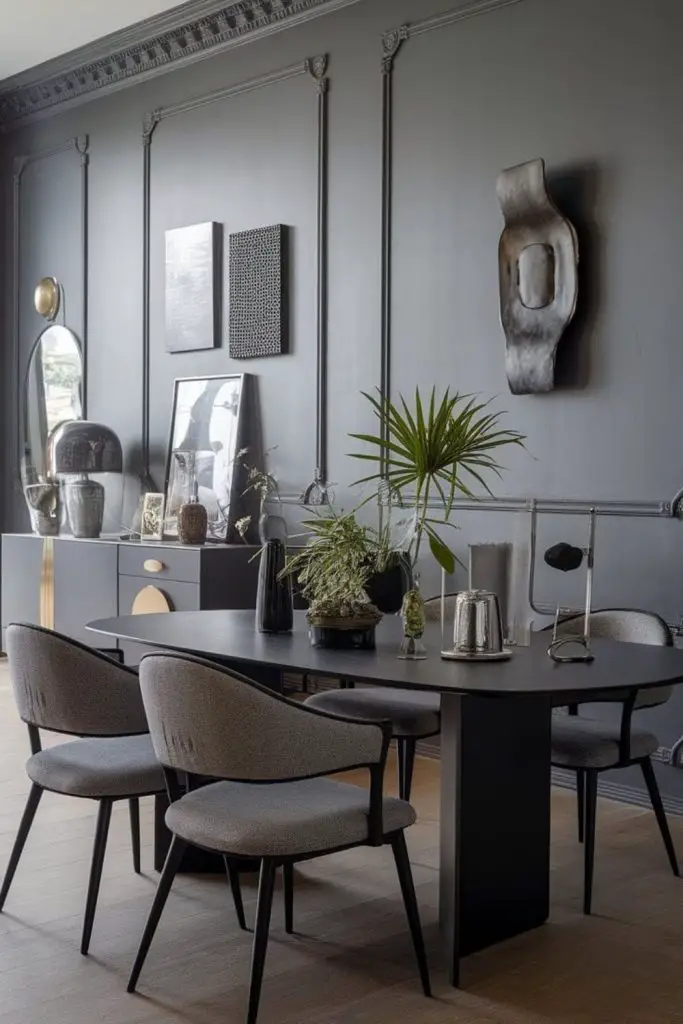 Gunmetal gray moody dining space