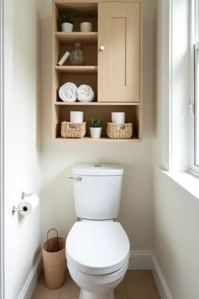 Hidden storage keeps toilet clutter free