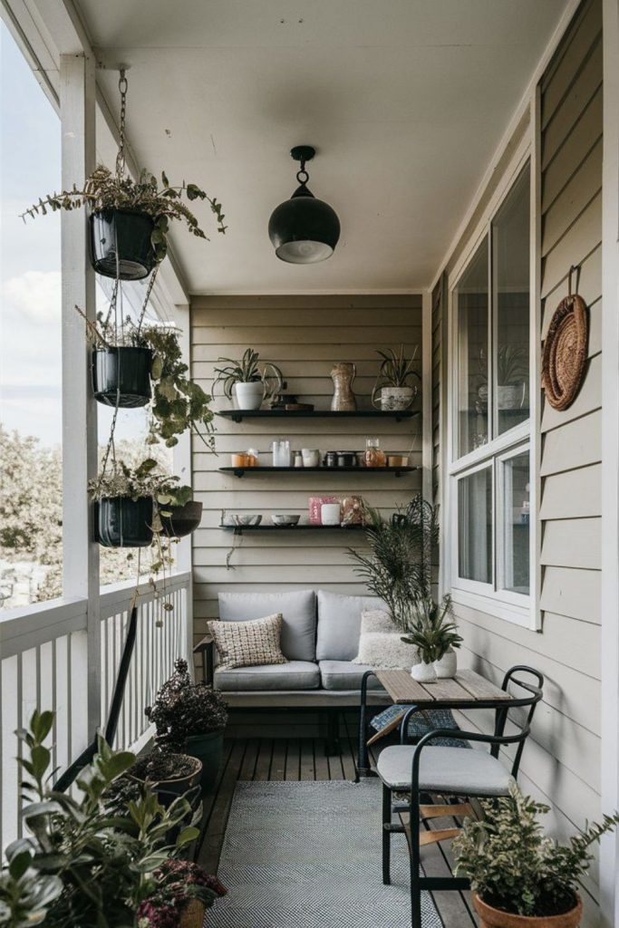 Reclaimed wood and steel porch style.