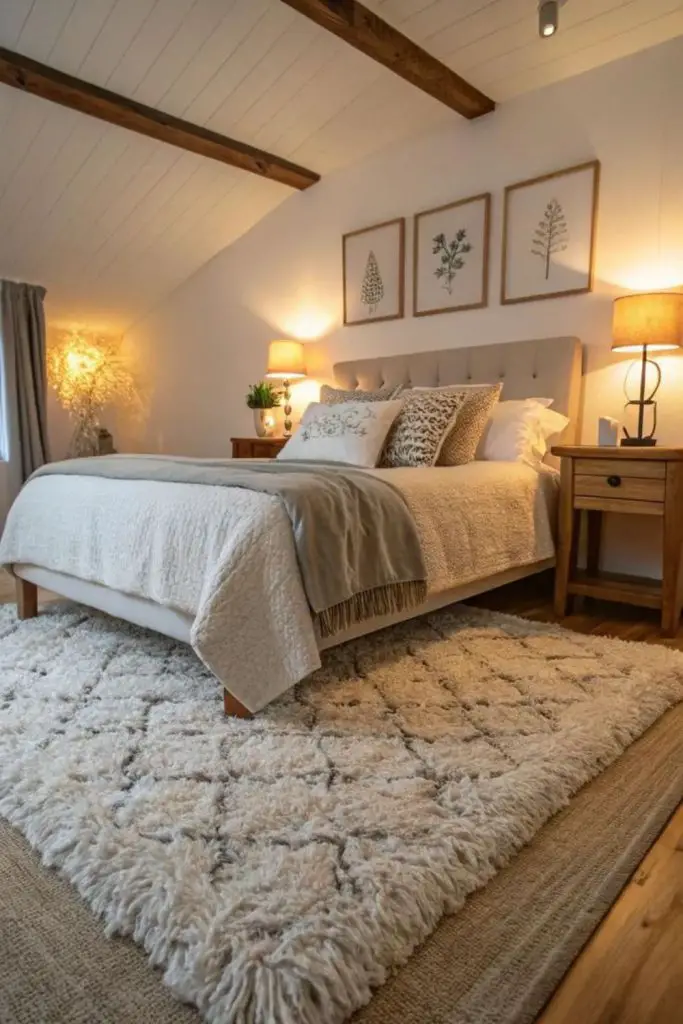 Layered rugs adding texture and warmth