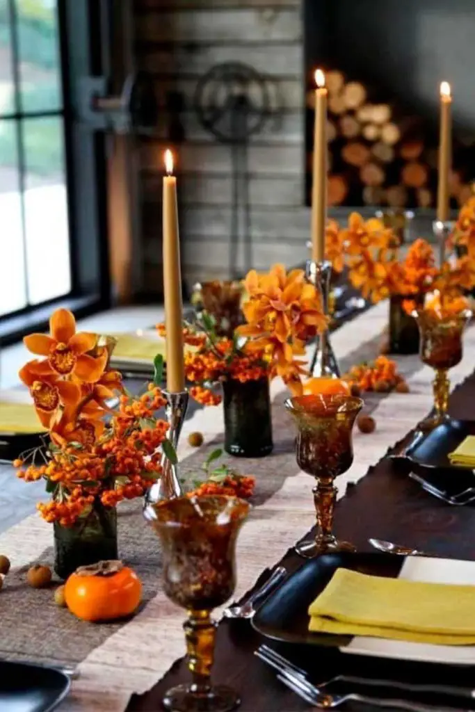 Maple leaf inspired autumn table setting