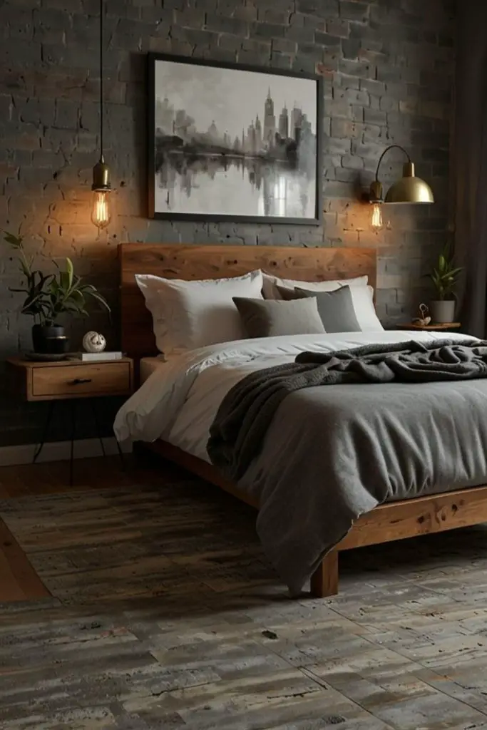 Minimal monastic serene men’s bedroom.
