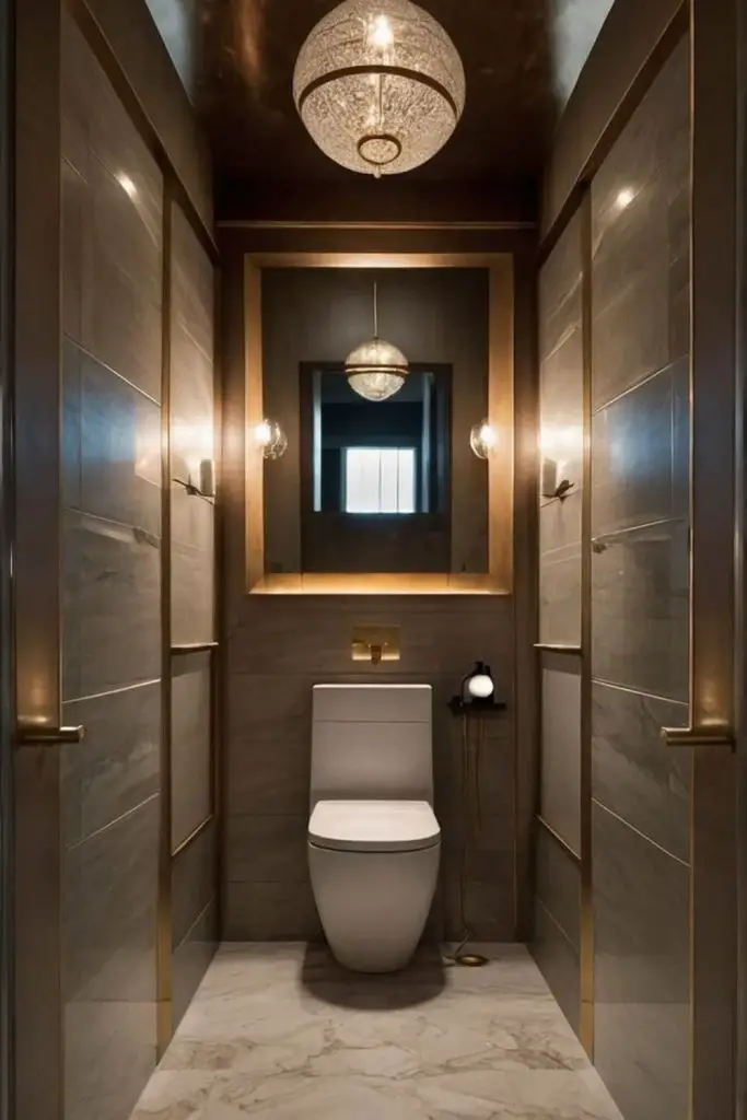 Metallic finishes create glamorous bathroom style