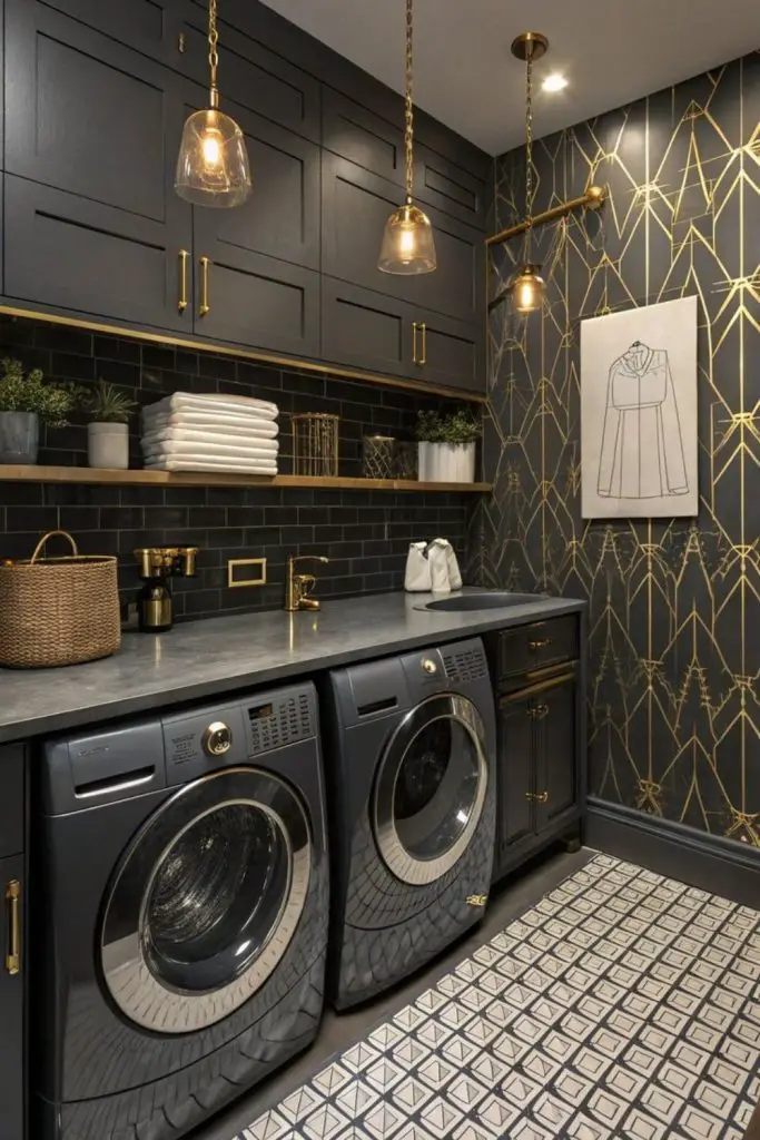 Midnight marble counters with dark cabinetry
