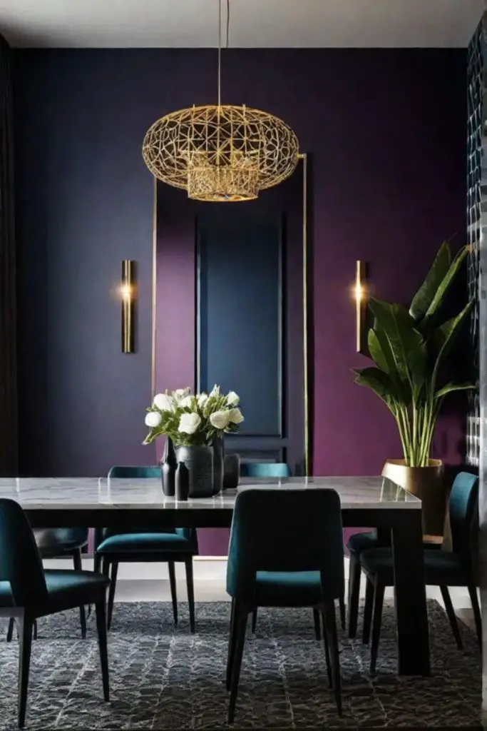 Plum tapestry moody dining nook