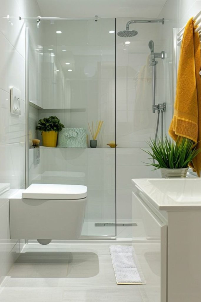 Minimal frame glass door opens space.