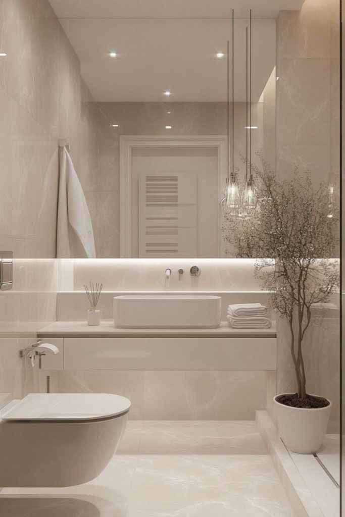 Minimal white cube bathroom with purity.
