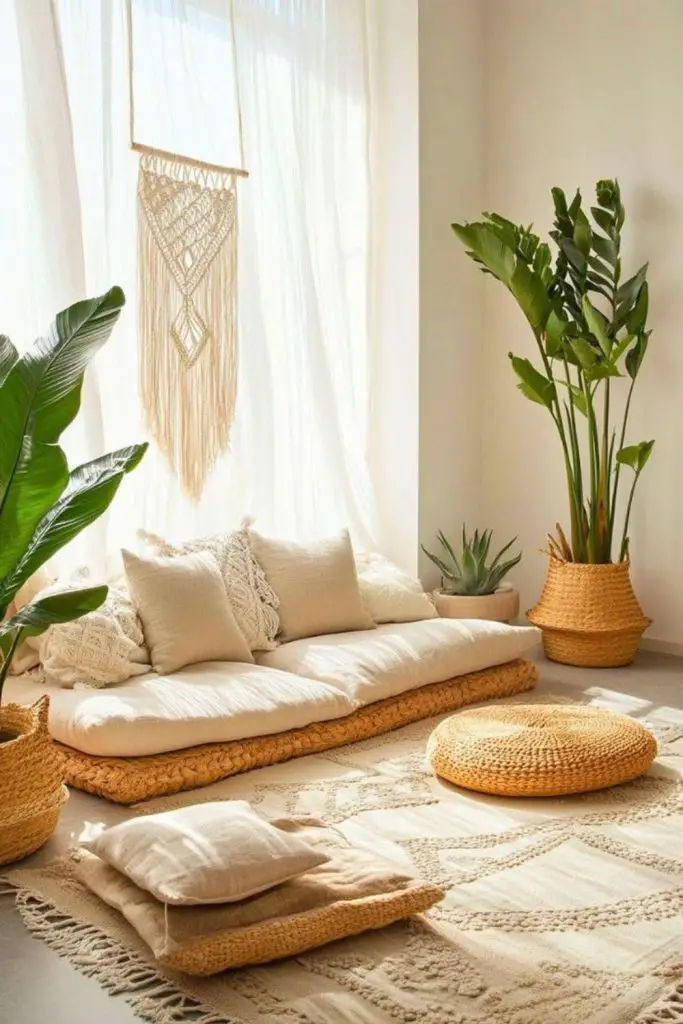 Minimal zen retreat with floor mats