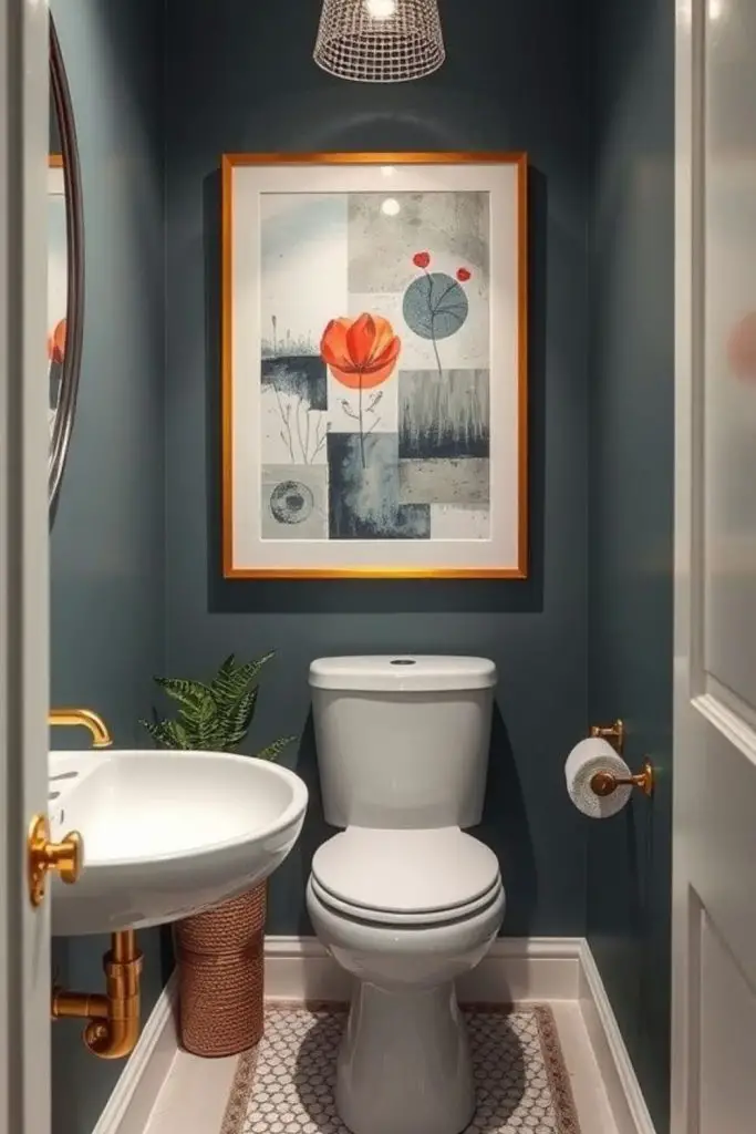 Wall mirrors expand narrow toilet room