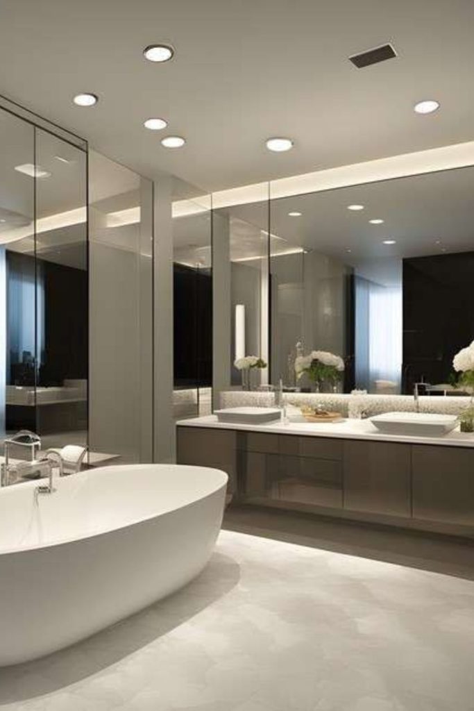 Mirror wall wetroom doubling room space