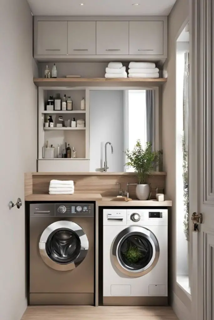 Mirror wall expands small laundry