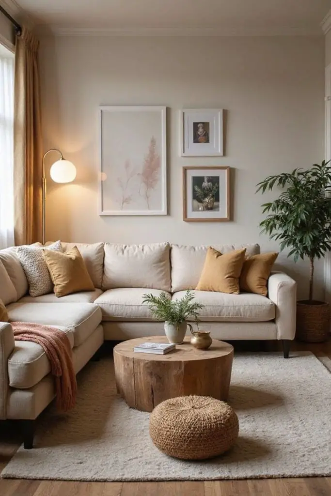Neutral modern lounge with soft tones