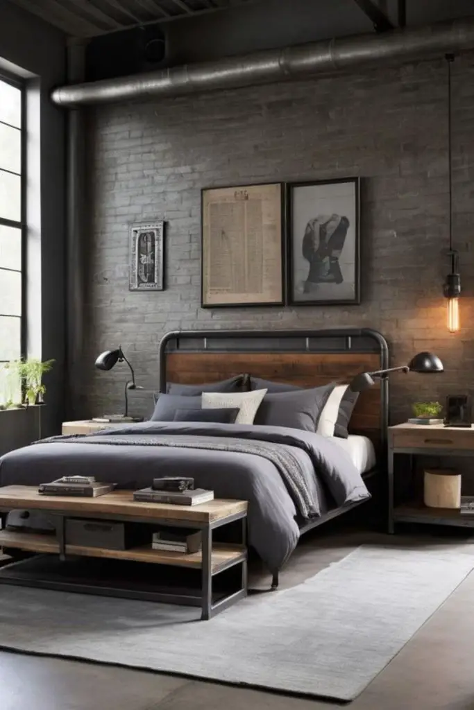 Blended rustic and modern masculine design.