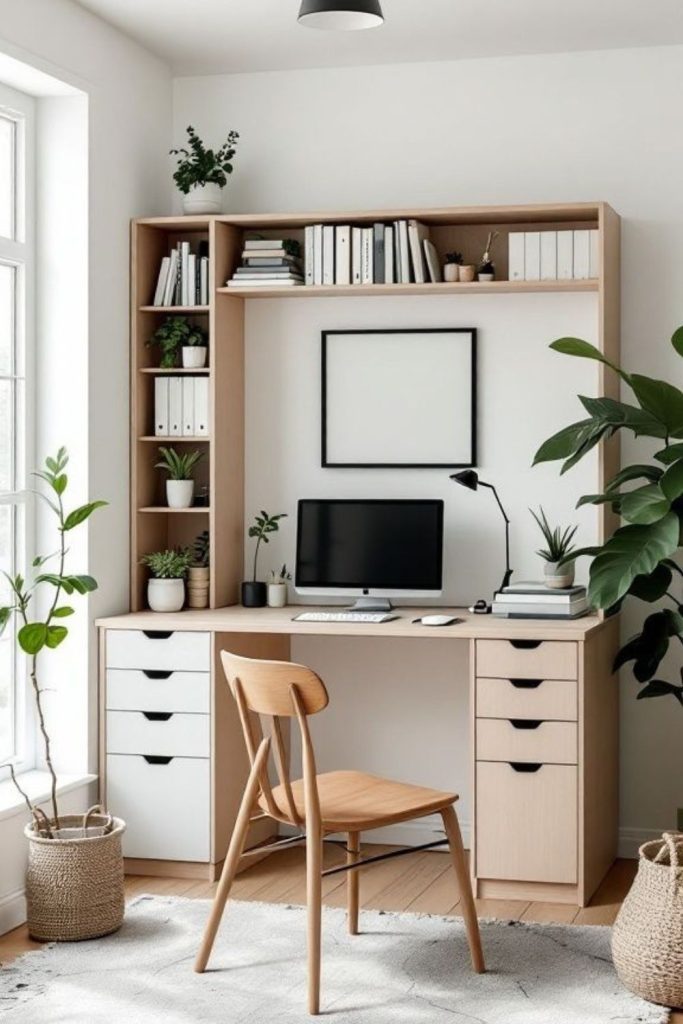 Modular cube desk with storage shelves