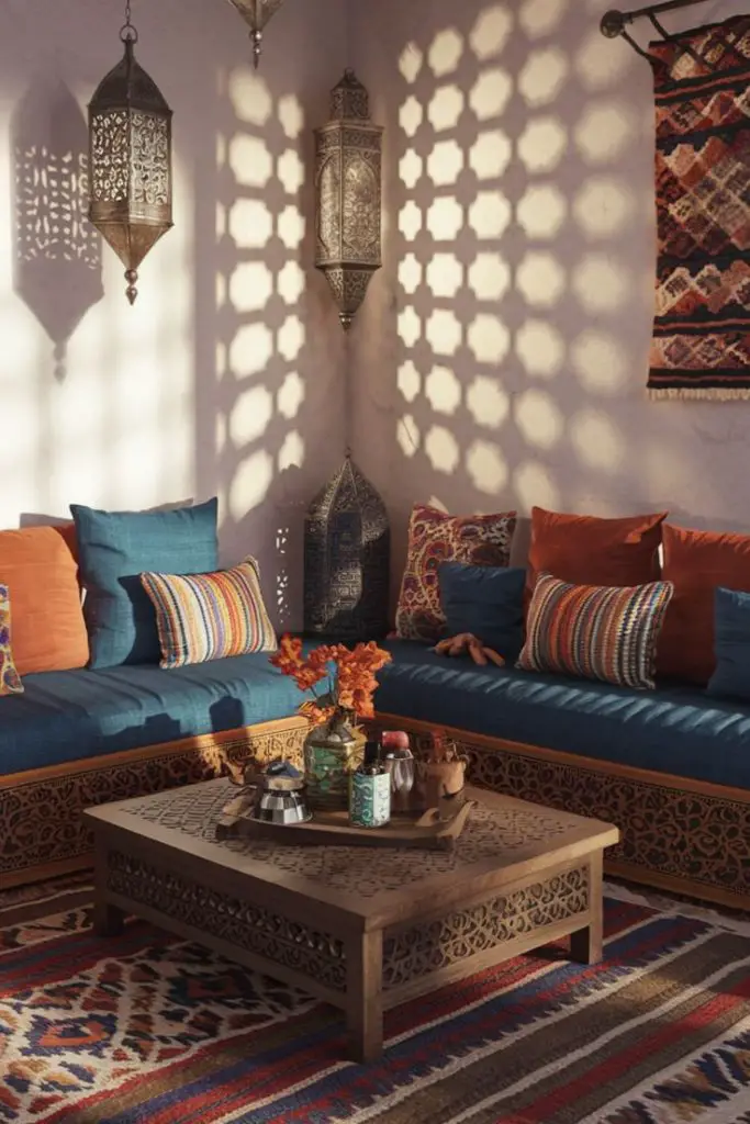 Moroccan spice niche with lantern glow