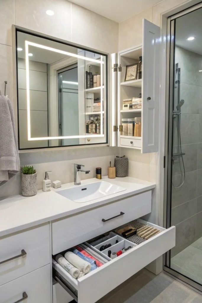 Vanity console merges storage with sink