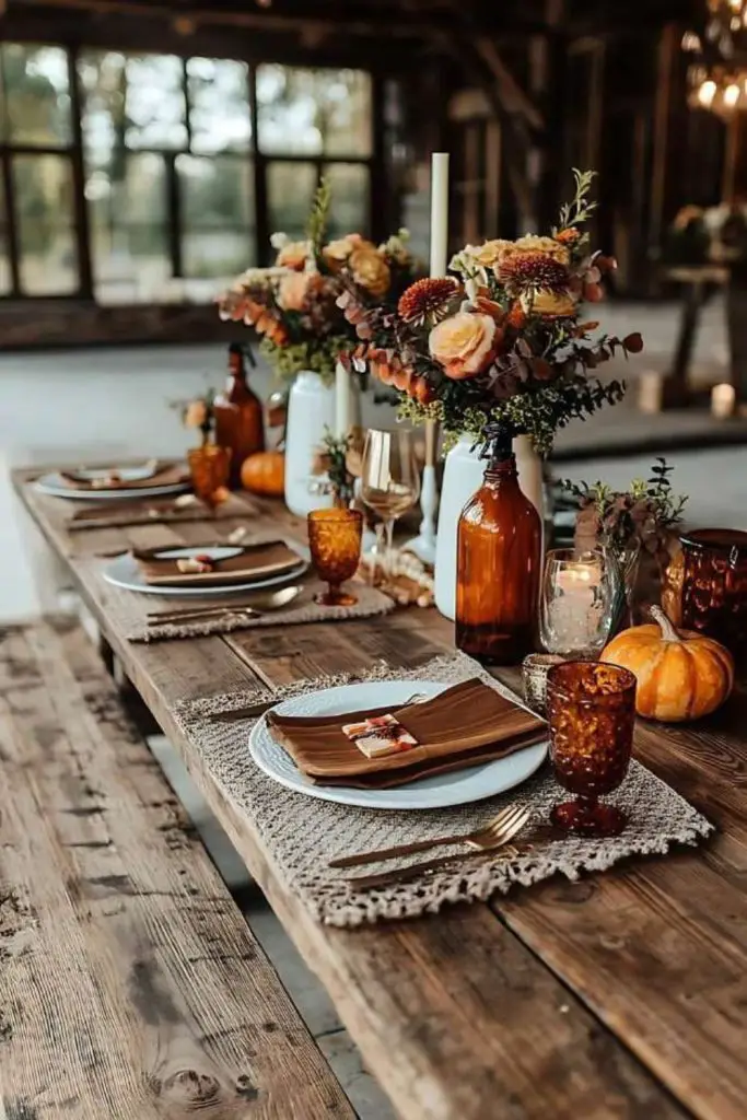 Nature’s bounty rustic harvest table spread