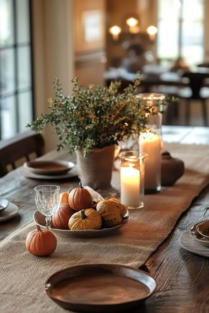 Neutral modern minimalist fall table setting