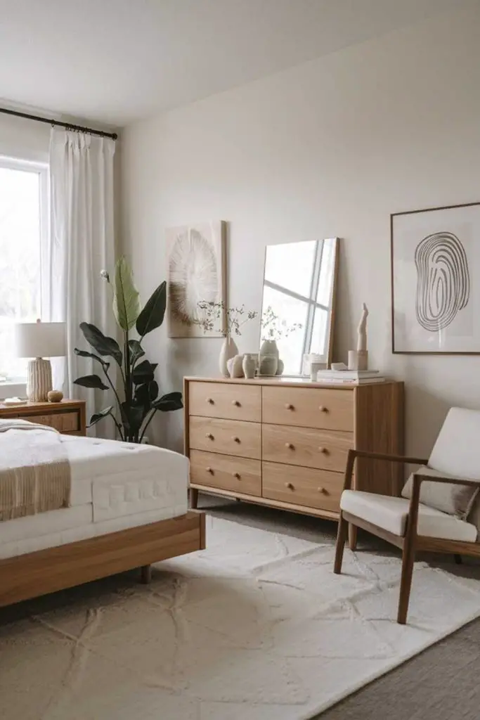Neutral tones creating calm bedroom vibe