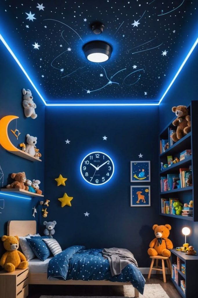 Futuristic spaceship control room kids design