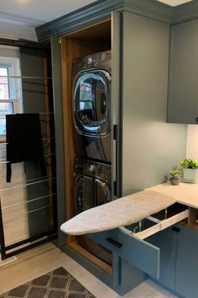 Pull-out drawer with ironing board