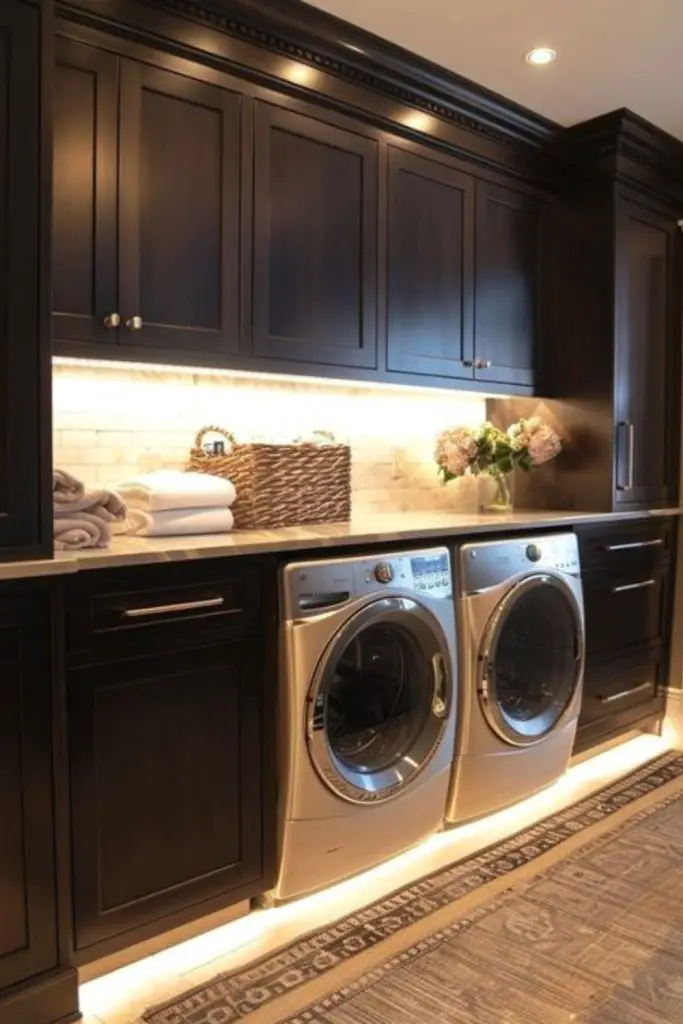 Raven oak stained black wood cabinetry