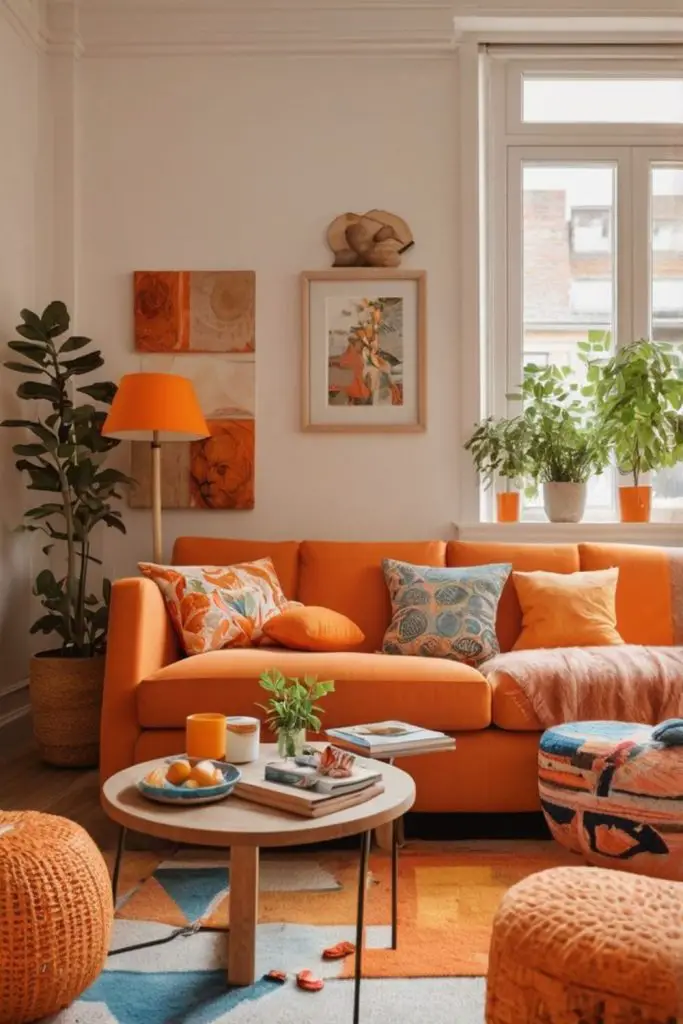 Retro warm bubble with orange sofas