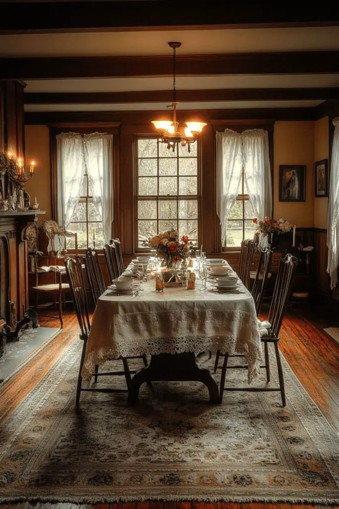 Rusted gold antique dining room