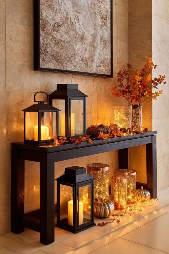 Lantern light creates warm autumn magic.