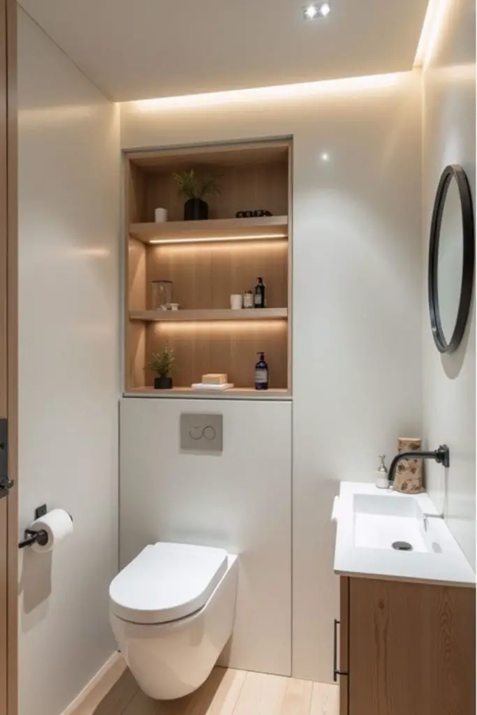 Scandinavian bathroom with light wood accents